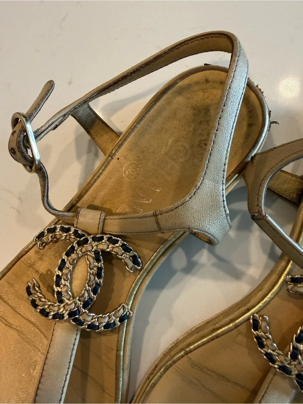 Chanel 2019 Interlocking CC Sandals Size 37C